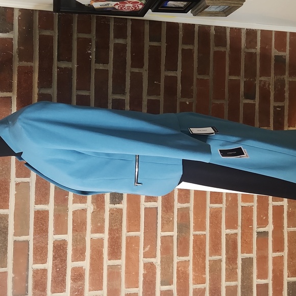 NWT Nine West Light Blue Satin Lined Blazer W Matching Skirt Set, Size 2 - Picture 3 of 11